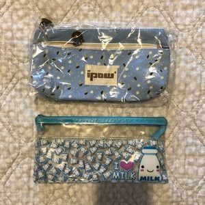 Two blue pencil cases